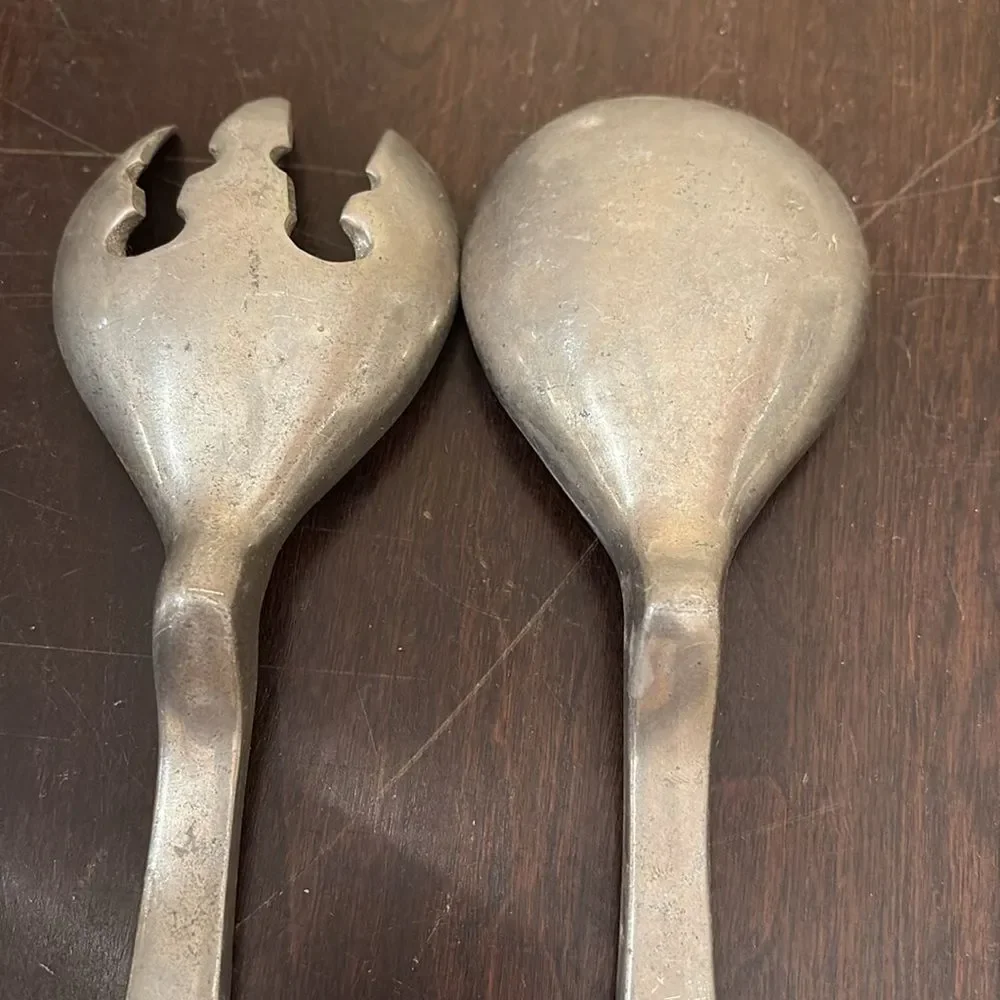 Salad Fork and Spoon Oxidized Aluminum